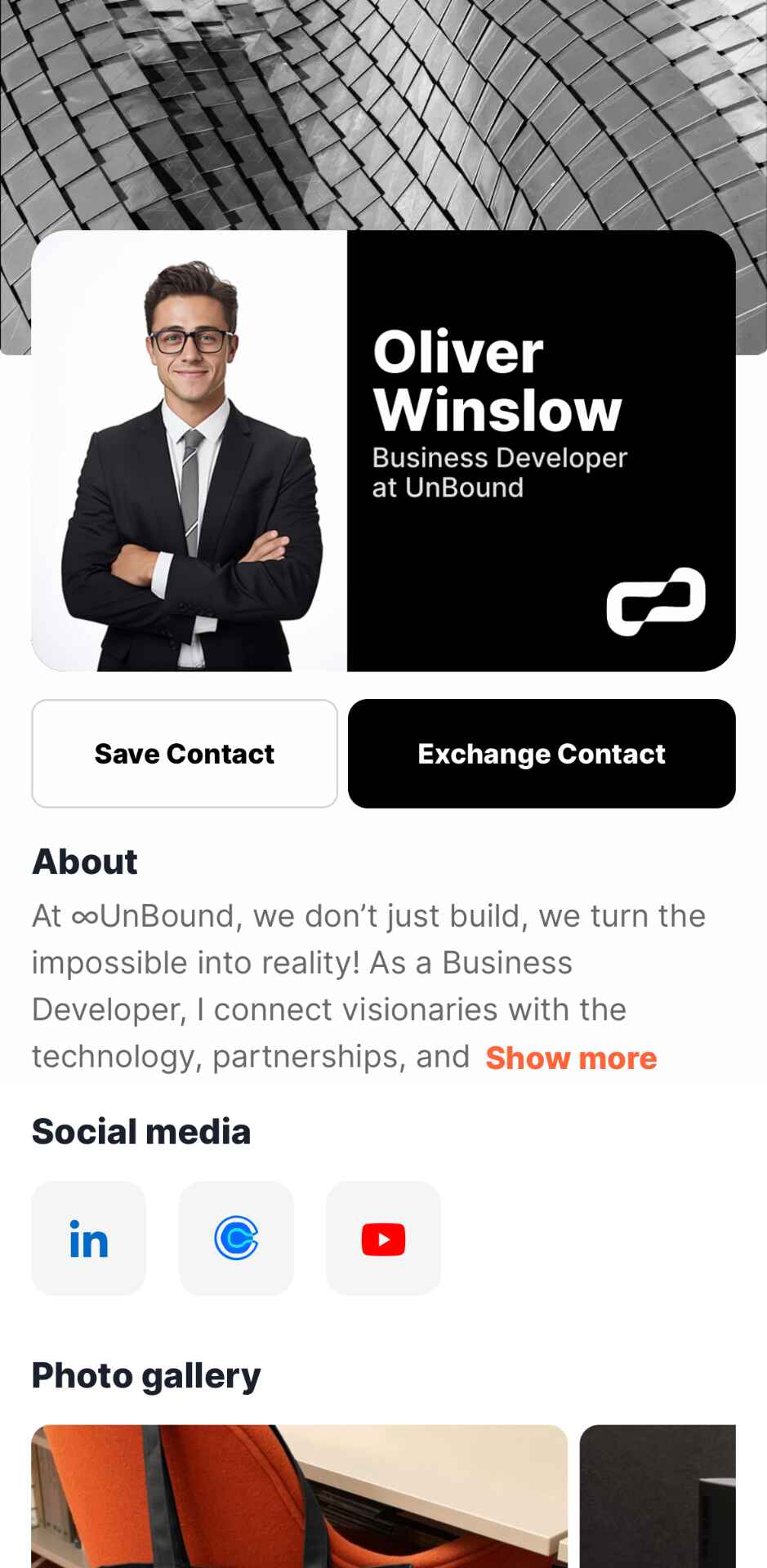 User profile preview
