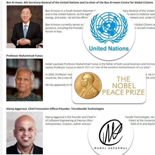 Manuj Aggarwal With Noble Peace Prize Winner