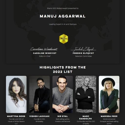 Brainz  500 Global Award In Startups & AI