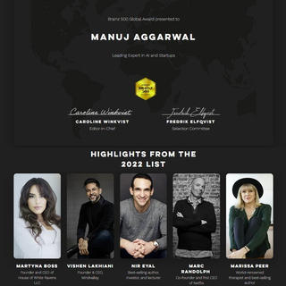 Brainz  500 Global Award In Startups & AI